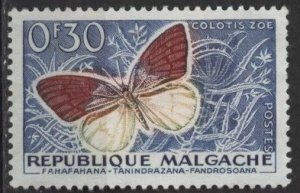 Malagasy Republic 306 (mnh, slight bend) 30c butterfly: Colotis zoe (1960)