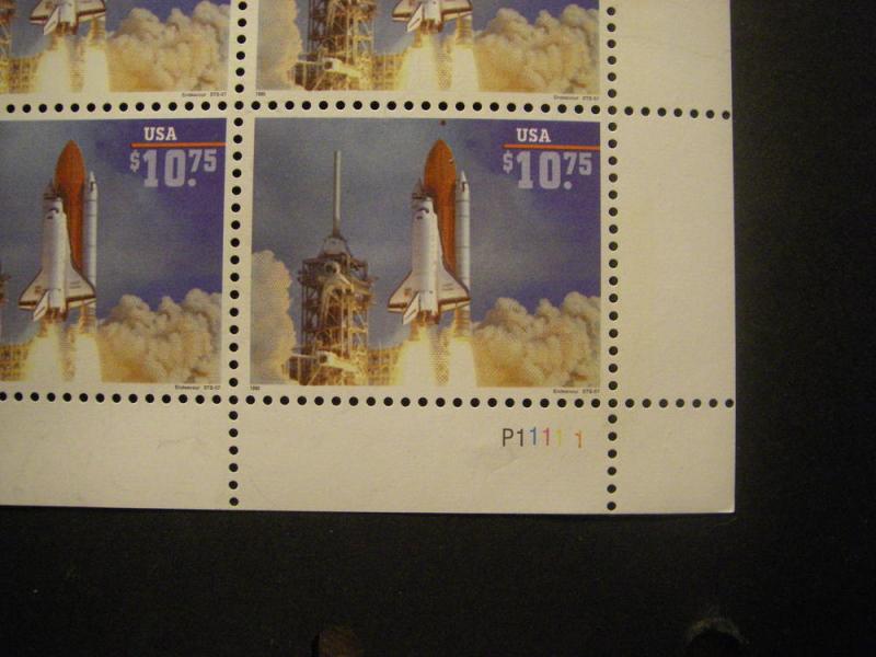 Scott 2544A, Half sheet, $10.75 Space Shuttle, #P11111, MNH Express Mail Beauty