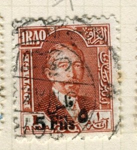 IRAQ; 1932 early Faisal I surcharged issue fine used 5f. value