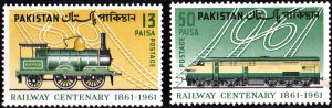 Pakistan SC#157-158 13 & 50 paisa Railway Centenary (1961) MNH