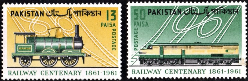 Pakistan SC#157-158 13 & 50 paisa Railway Centenary (1961) MNH