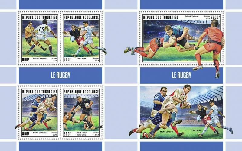 Z08 IMPERF TG190145ab TOGO 2019 Rugby MNH ** Postfrisch