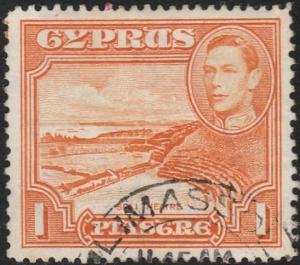 CYPRUS 1938-51 GVI 1p perf 13½x12½ SG154 fine used.........................65736