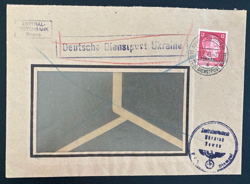 1943 Ukraine Germany Central Bank  Diesntpost Window cover