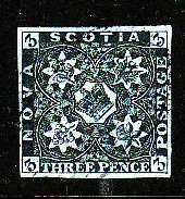 Nova  Scotia-Sc#3- id7-used 3d dark blue-1851-57- S/H fee reflects the cost of