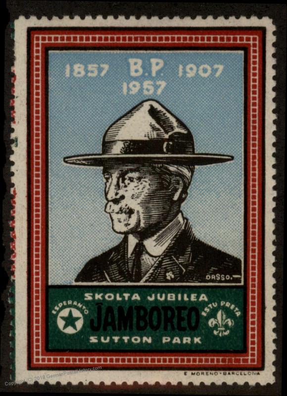Esperanto England Scouting 1957 Jamboree Vignette Cinderella Poster Stamp 55630