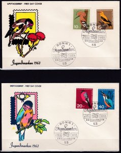 Germany, Fauna, Birds, 2 FDC / 1963