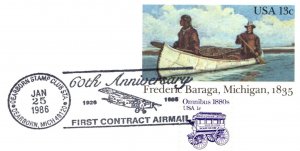 US SPECIAL POSTMARK EVENT CARD 60th ANNIV FIRST CONTRACT AIRMAIL (CAM) 1986