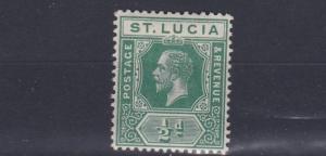 ST LUCIA  1912 - 21         S G  78  1/2D  GREEN  LMH  