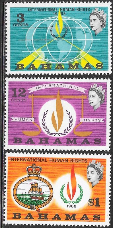 Bahamas 269-271 MNH - International Human Rights - Flame and Globe