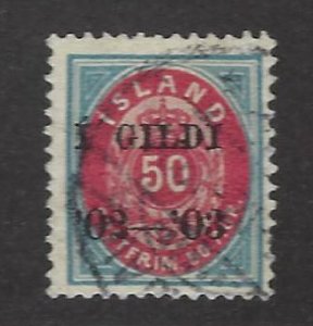 Iceland SC#67 Used F-VF SCV$140.00...Fill with value!