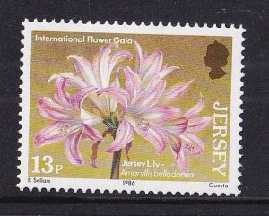 Jersey  #391  MNH   1986     flowers  Jersey lily   13p