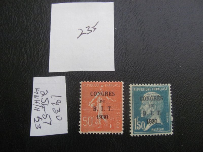 FRANCE 1930 MNH/HINGED SC 256-257 SET VF $23 (235) NEW COLLECTION