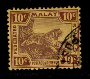 Federated Malay States Scott 64 Used Tiger stamp wmk 4