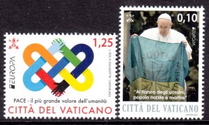 VATICAN 2023 EUROPA CEPT PEACE POPE FRANCIS UKRAINE FLAG HOLY SEE (FACE VALUE)