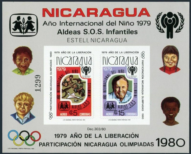 Nicaragua C970 imperf,MNH.Mi Bl.110B,MNH. Olympics Lake Placid,Moscow-1980.IYC.