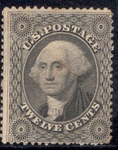 US Stamp #36 12c Washington USED SCV $300. Very light cancel.