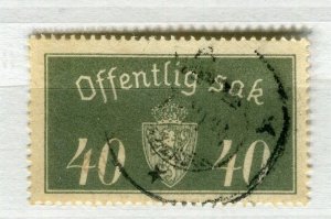 NORWAY; 1933 early Official Arms issue fine used 40ore. value