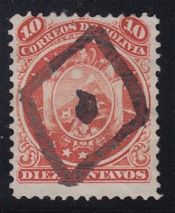 Bolivia 1868-69 10c Vermilion. Eleven stars. Used. Scott 16, SG 38