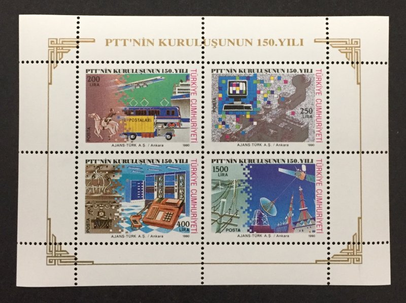 Turkey 1990 #2494a S/S, PTT-150th Anniversary, MNH.