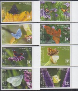 Aitutaki MNH Sc 720-27 IMPERF  Mi 1125-32B Value 160 Euro Butterflies