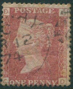 Great Britain 1858 SG43 1d red QV DOOD plate 152 fine used (amd)