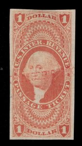 AFFORDABLE GENUINE SCOTT #R74a F-VF 1862-71 RED 1ST ISSUE PASSAGE TICKET IMPERF