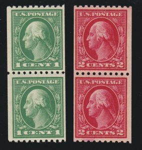 US 441-442 1c & 2c Washington Mint Pairs VF OG NH SCV $61