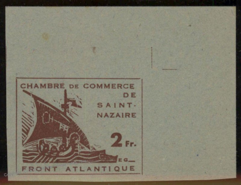 Germany 1945 WWII France Occupation St Nazaire Mi1 MNG Imperf Expertized 101569