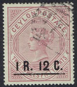 CEYLON 1885 QV 1R12 ON 2R50 USED 