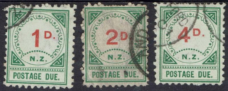 NEW ZEALAND 1899 POSTAGE DUE SET 1D 2D 4D SMALL D USED 