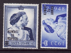 Kuwait-Sc#82-3-unused NH Omnibus-set-KGVI-Silver Wedding-1948-