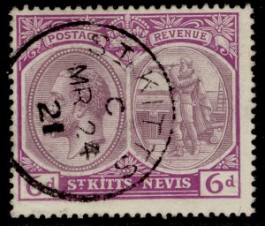 ST KITTS-NEVIS GV SG30, 6d bright purple & bright mauve, FINE USED. Cat £11. CDS