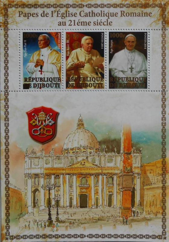 DJIBOUTI SHEET GOLD POPE POPES JOHN PAUL BENEDICT FRANCIS