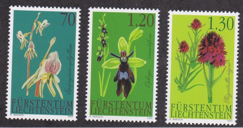 Liechtenstein # 1241-1243, Orchids, NH, 1/2 Cat.