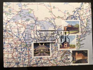 RAILROAD STATIONS 2023 FDC HAND CRAFTED CACHET 4 East Coast stamps Atlas Map