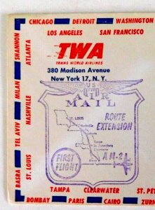 TWA St.Louis-Miami First Flight, 1958, Company Envelope, AM2, Miami Backstamp