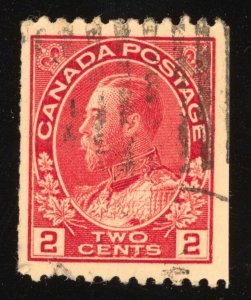 Canada Scott 132   Used 1915-24 Carmine 2 cents OCU007 bhmstamps