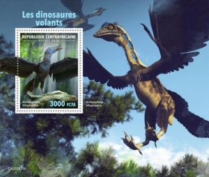 Central Africa - 2020 Flying Dinosaurs - Stamp Souvenir Sheet - CA200413b