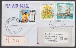 PAPUA NEW GUINEA 1990 registered cover RELIEF No.2 cds......................M719