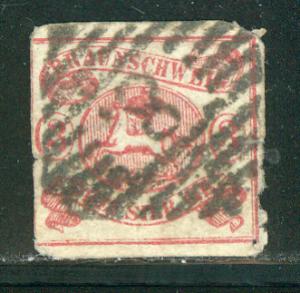 German States Brunswick Scott # 3, used, numeral postmark 8
