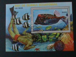 ​EQUARTORIAL GUINEA- LOVELY TROPICAL FISHES-CTO -S/S VERY FINE-FANCY CANCEL