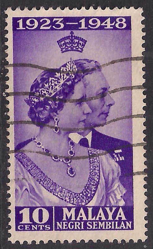 Malaya Negri Sembilan 1948 KGV1 10ct Violet Silver Wedding used SG 40 ( E286 )