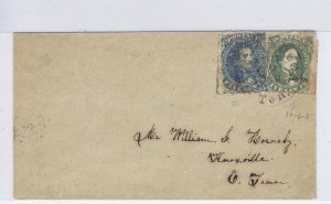 CSA 1 & 4 on cover tied by Tennessee postmark, rare combination Aug 23 1862