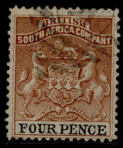 RHODESIA QV SG22, 4d chestnut & black, FINE USED. 