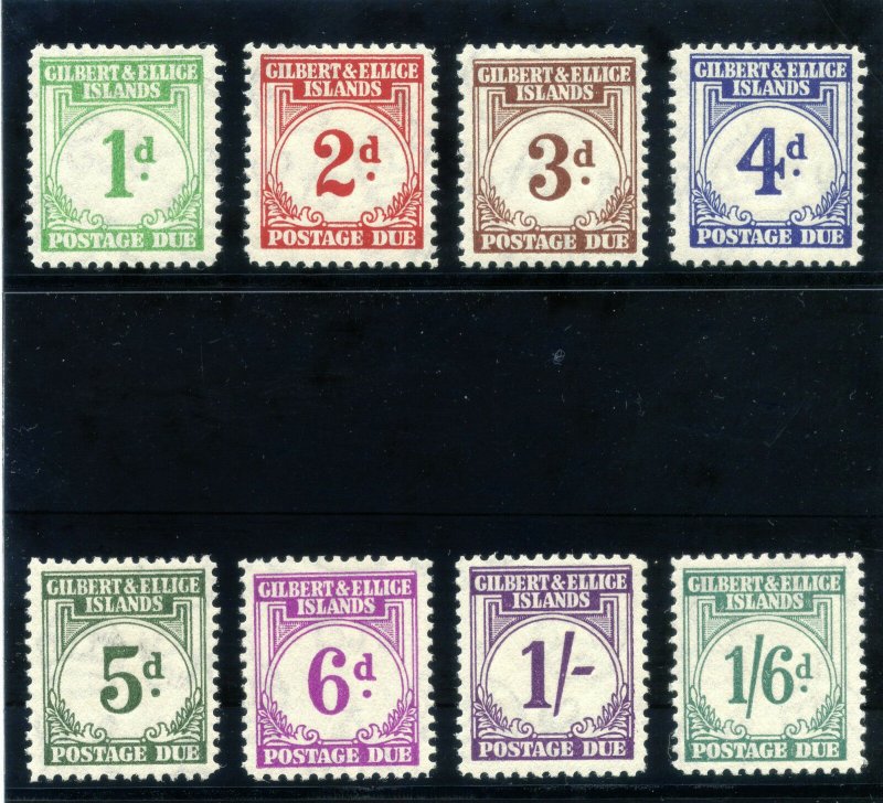 Gilbert & Ellice Is 1940 KGVI Postage Due set complete MLH. SG D1-D8. Sc J1-J8.