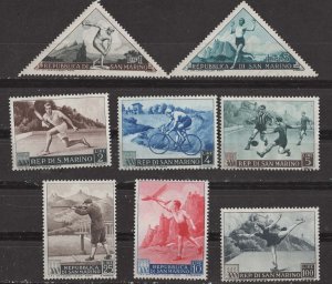 San Marino # 327-34  Sports    (8)  Unused LH