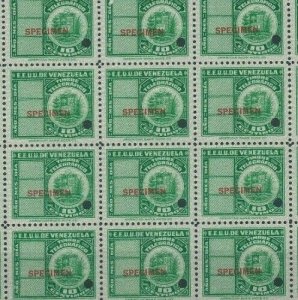 VENEZUELA Telegraph Stamps *SPECIMEN* 10c Block{20} 1940 ABNCo. UM MNH MF10