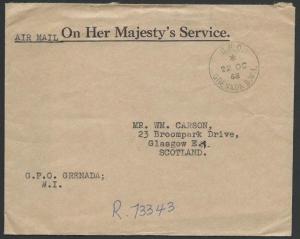 GRENADA 1968 OHMS cover, registered airmail to Scotland....................51454