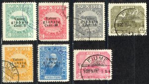 Fiume Sc# 73-79 Used 1919-1920 5c-60c Overprints